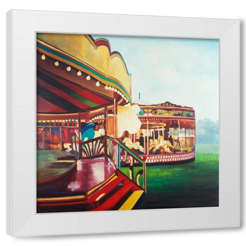 Carousel in a Carnaval White Modern Wood Framed Art Print by Atelier B Art Studio