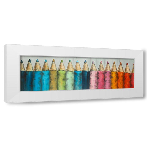 Colouring Pencils White Modern Wood Framed Art Print by Atelier B Art Studio
