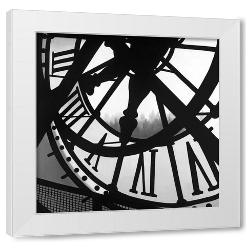 Giant Clock in Orsay Museum White Modern Wood Framed Art Print by Atelier B Art Studio