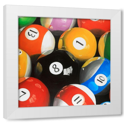 Pool Balls Closeup White Modern Wood Framed Art Print by Atelier B Art Studio