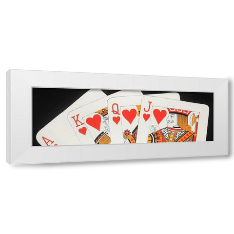 Heart Royal Flush Closeup White Modern Wood Framed Art Print by Atelier B Art Studio