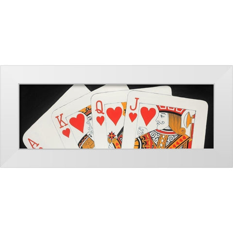 Heart Royal Flush Closeup White Modern Wood Framed Art Print by Atelier B Art Studio