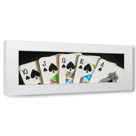 Spades Royal Flush Closeup White Modern Wood Framed Art Print by Atelier B Art Studio