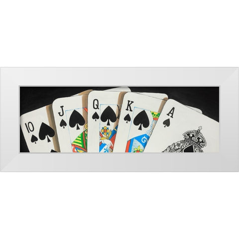 Spades Royal Flush Closeup White Modern Wood Framed Art Print by Atelier B Art Studio