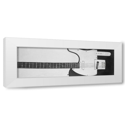 BLACK ROCK GUITAR White Modern Wood Framed Art Print by Atelier B Art Studio