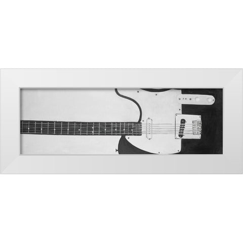 BLACK ROCK GUITAR White Modern Wood Framed Art Print by Atelier B Art Studio