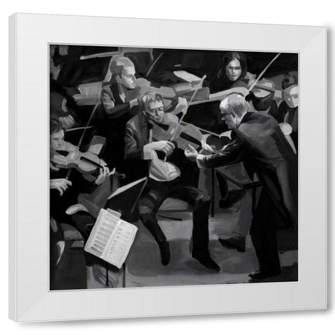 Symphony Orchestra in Music White Modern Wood Framed Art Print by Atelier B Art Studio