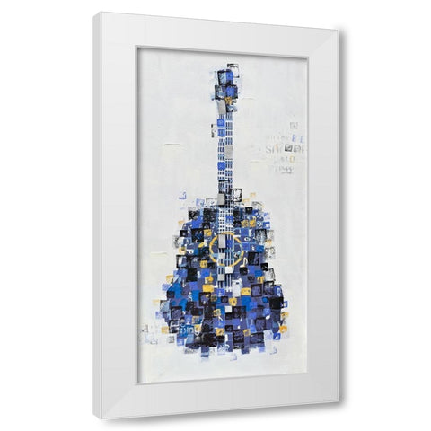 ABSTRACT GUITAR MADE OF SQUARES White Modern Wood Framed Art Print by Atelier B Art Studio