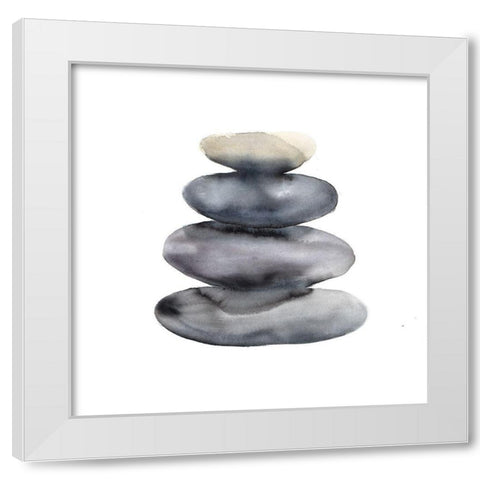 Watercolor Stacked Rocks White Modern Wood Framed Art Print by Atelier B Art Studio