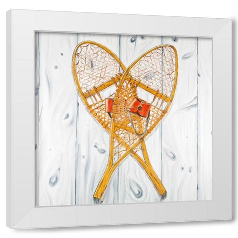 Vintage Wood Snowshoes White Modern Wood Framed Art Print by Atelier B Art Studio