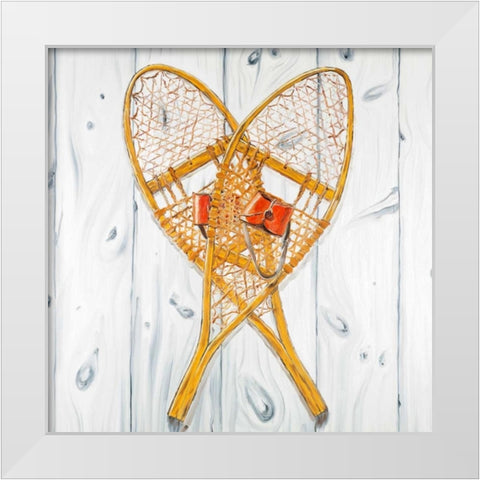 Vintage Wood Snowshoes White Modern Wood Framed Art Print by Atelier B Art Studio