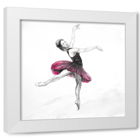 Small Pink Ballerina White Modern Wood Framed Art Print by Atelier B Art Studio