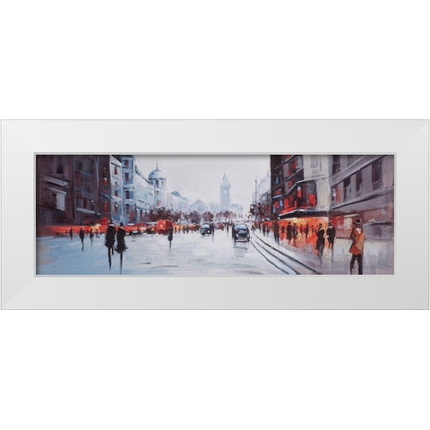STREET SCENE WITH CARS White Modern Wood Framed Art Print by Atelier B Art Studio