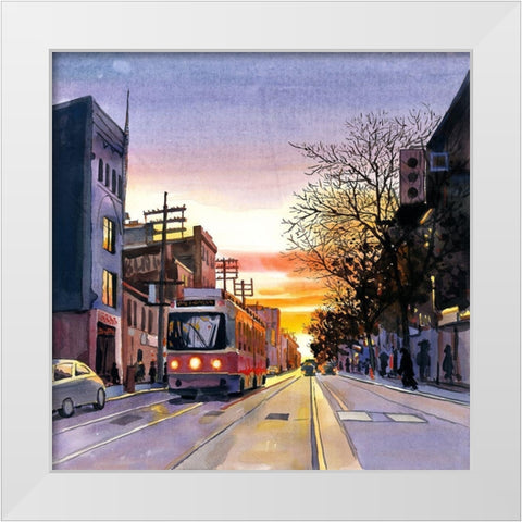 SUNSET STREETSCAPE TO TORONTO White Modern Wood Framed Art Print by Atelier B Art Studio