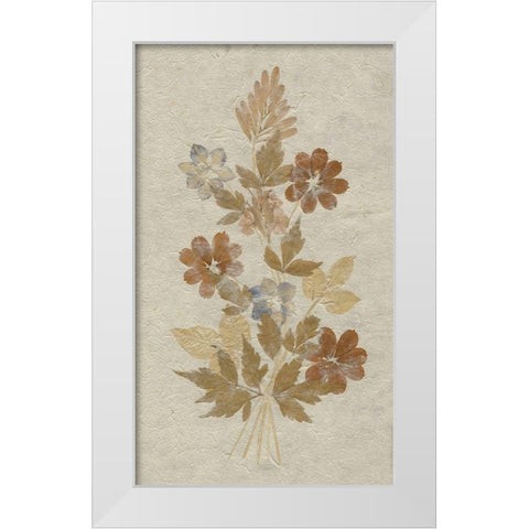 Delicate Dried Flowers arrangement on rice paper  White Modern Wood Framed Art Print by anonymous