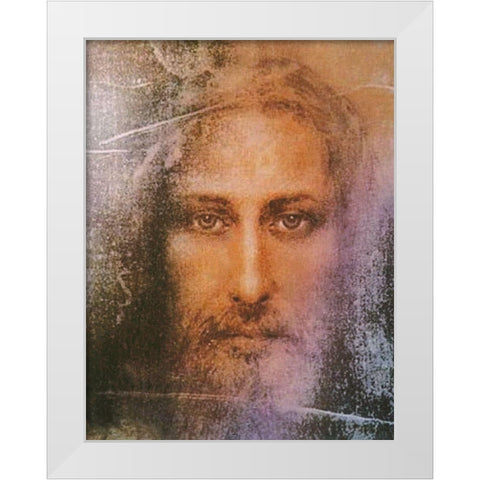 Jesus Christ Face sacred shroud White Modern Wood Framed Art Print by Archivio
