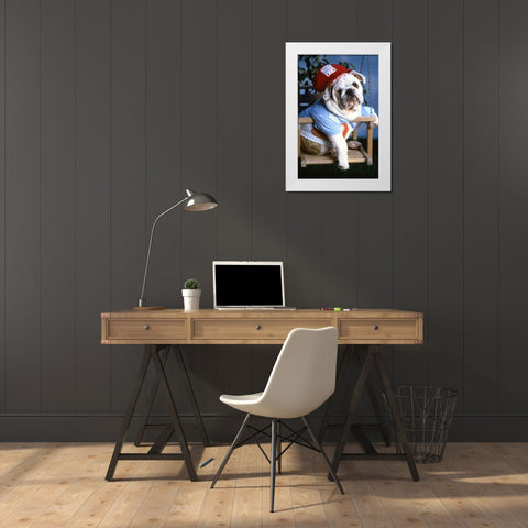 mops dog White Modern Wood Framed Art Print by Hoenderkamp, Patrick