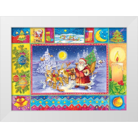 Santa and Friends White Modern Wood Framed Art Print by Hoenderkamp, Patrick