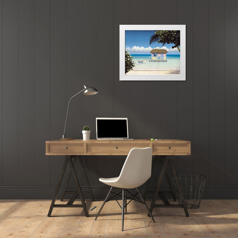 Island Hut White Modern Wood Framed Art Print by Pollera, Daniel