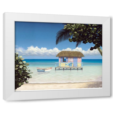Island Hut White Modern Wood Framed Art Print by Pollera, Daniel