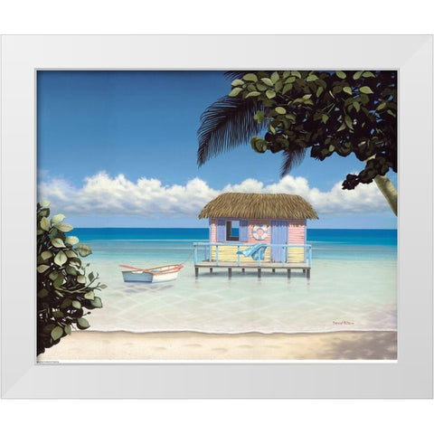 Island Hut White Modern Wood Framed Art Print by Pollera, Daniel