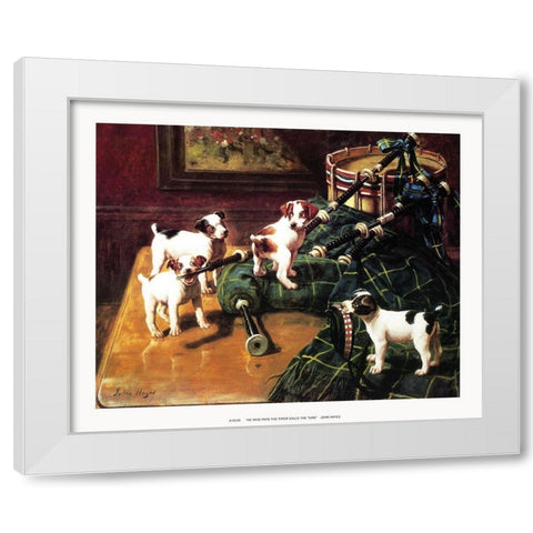 He Who Pays the Piper White Modern Wood Framed Art Print by Hayes, John