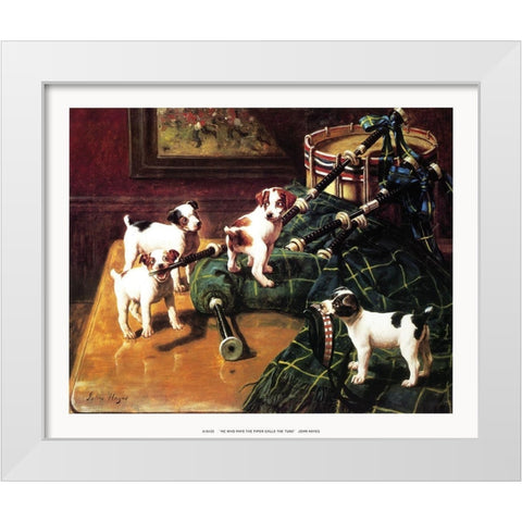 He Who Pays the Piper White Modern Wood Framed Art Print by Hayes, John