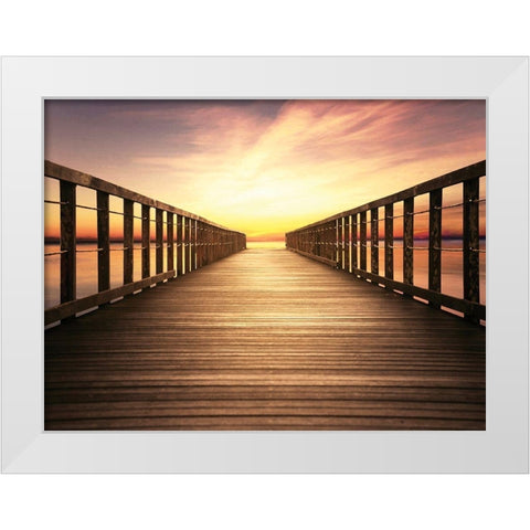 Bay Bridge Sunset White Modern Wood Framed Art Print by Paulus