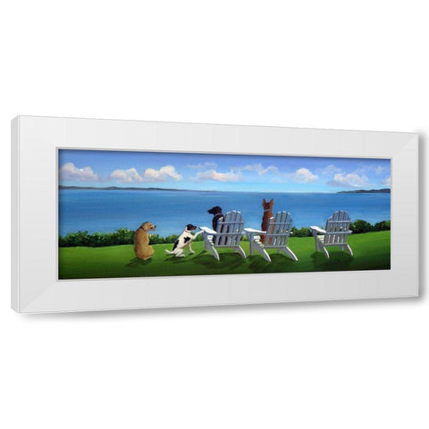 Pups with a View White Modern Wood Framed Art Print by Saxe, Carol