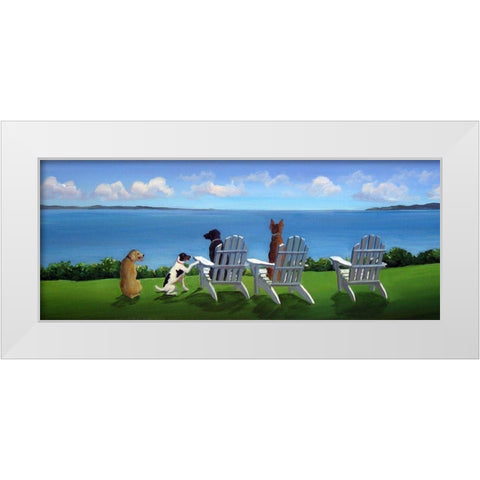 Pups with a View White Modern Wood Framed Art Print by Saxe, Carol