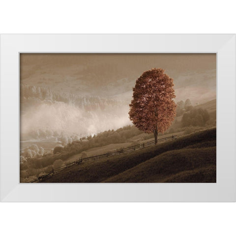 Lovely Mountain Tree White Modern Wood Framed Art Print by Kotenko, O.