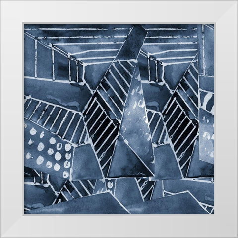 Geometric Abstract White Modern Wood Framed Art Print by Anonymous