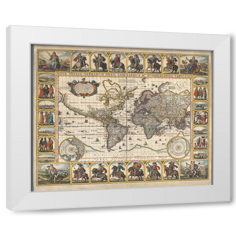 Nova Totius Terrarum Orbis Tabula, 1652 White Modern Wood Framed Art Print by Visscher, Claes Janszoon