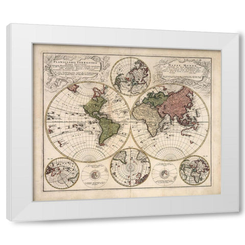 Mappa Universalis White Modern Wood Framed Art Print by Lowitz, G.M.