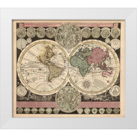 Planisphaerium White Modern Wood Framed Art Print by Visscher, Nicholas