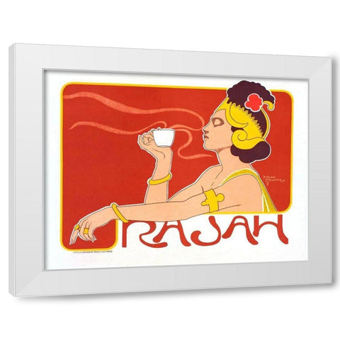 Rajah Coffee 1897 White Modern Wood Framed Art Print by Meunier, Henry