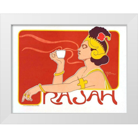 Rajah Coffee 1897 White Modern Wood Framed Art Print by Meunier, Henry