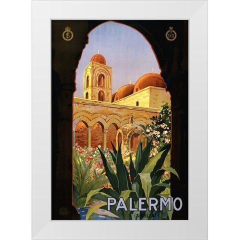 Palermo White Modern Wood Framed Art Print by Anonymous
