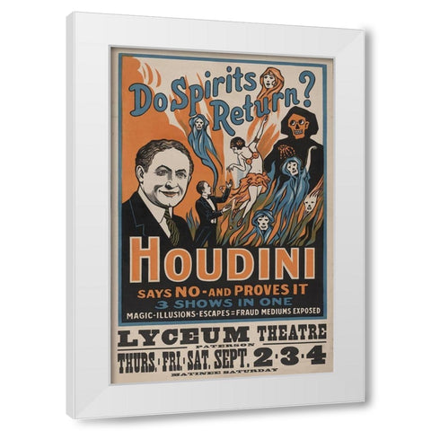 Houdini White Modern Wood Framed Art Print by Anonymous