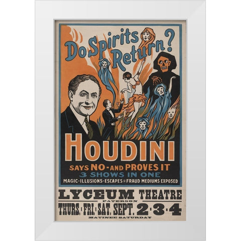 Houdini White Modern Wood Framed Art Print by Anonymous