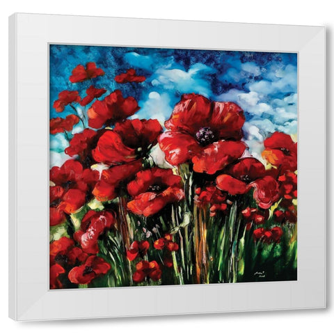 Poppy Field White Modern Wood Framed Art Print by Sipos, Judit