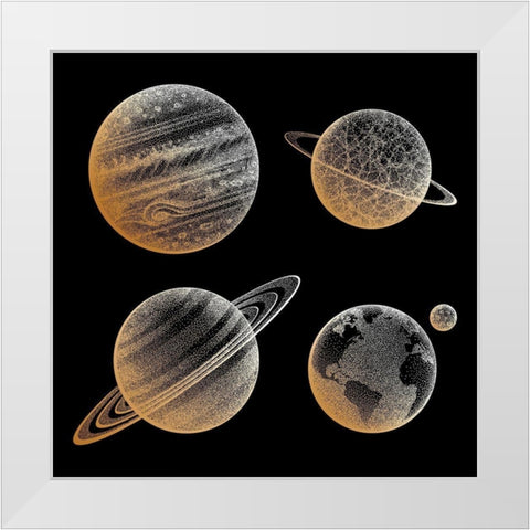 Celestial Bodies White Modern Wood Framed Art Print by Sushchina, M.