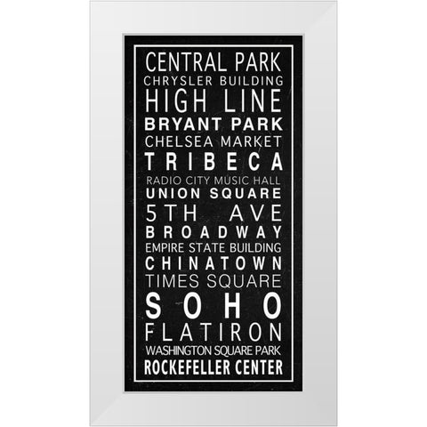 NYC Destinations Sign White Modern Wood Framed Art Print by Anonymous