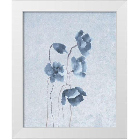 Blue Poppy Group White Modern Wood Framed Art Print by Anonymous