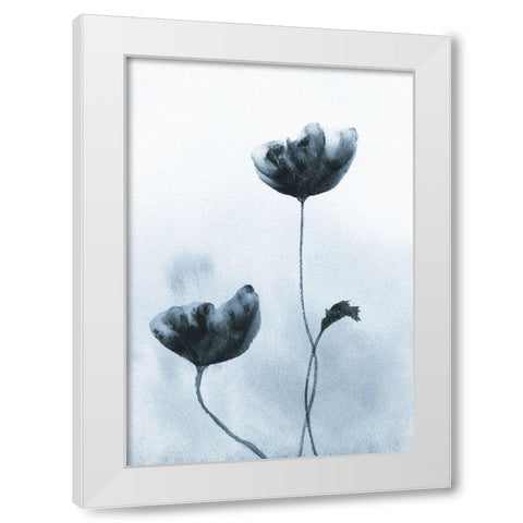 Deep Indigo Poppies  White Modern Wood Framed Art Print by Anonymous