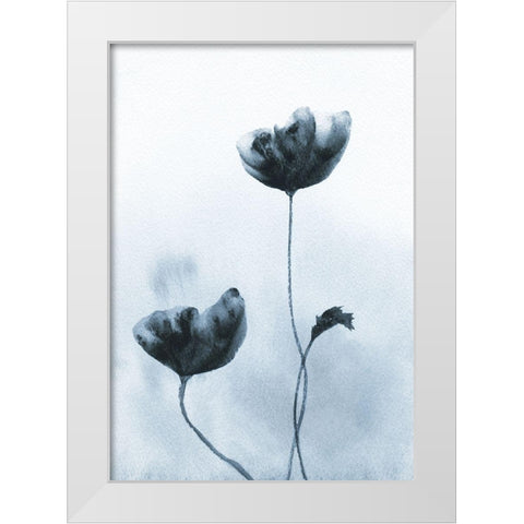 Deep Indigo Poppies  White Modern Wood Framed Art Print by Anonymous