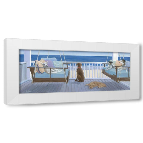 Swing Tails White Modern Wood Framed Art Print by Saxe, Carol