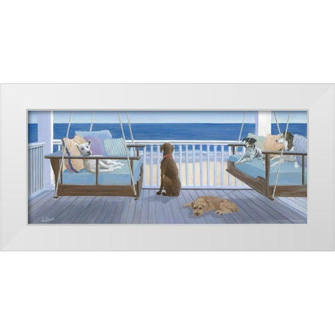 Swing Tails White Modern Wood Framed Art Print by Saxe, Carol