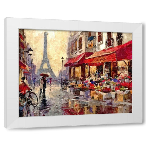 Paris, painting White Modern Wood Framed Art Print by Anonymous