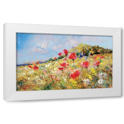 Wild Flower Hill White Modern Wood Framed Art Print by Anonymous